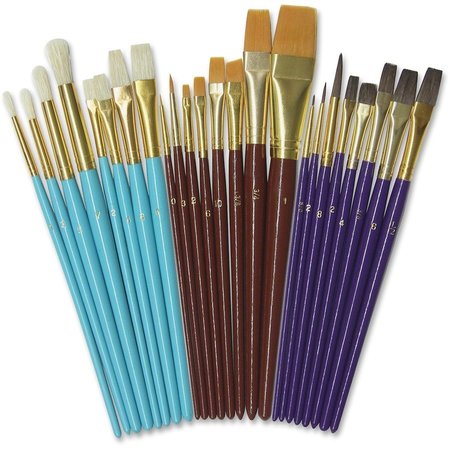 CREATIVITY STREET Paint Brush Set, 3 Brush Hairs, 4 Brush Shapes, 24/ST, AST PK PAC5134